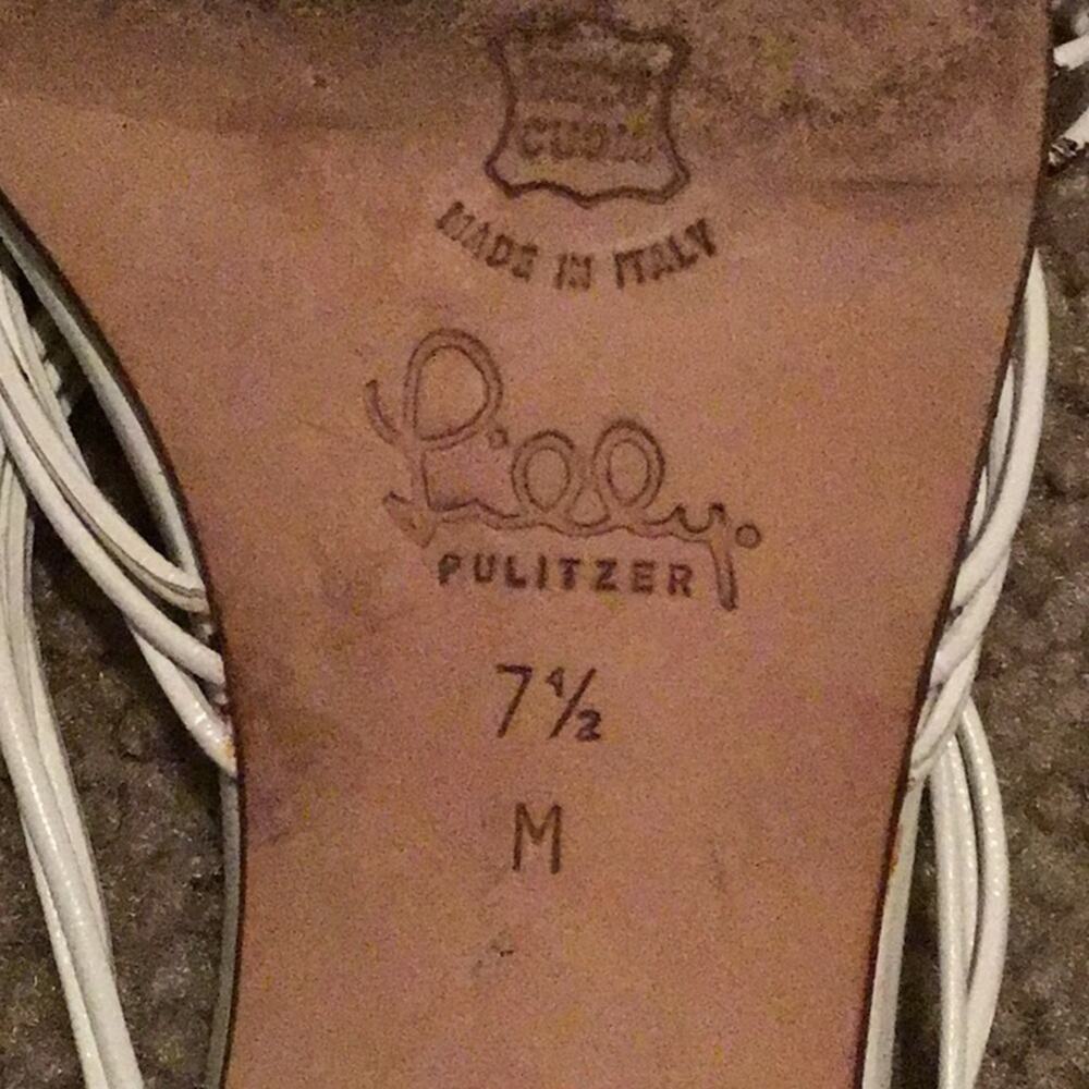 LILLY PULITZER PERFECT WHITE WOVEN LEATHER KITTEN HEEL SANDAL 7.5 M - Picture 7 of 9